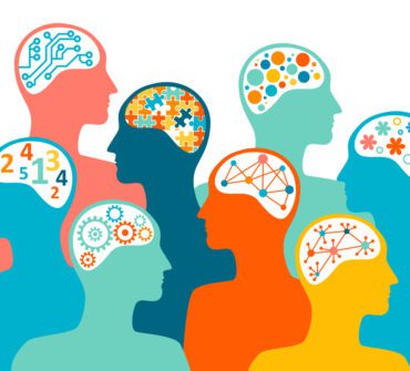 Groups of people with shared interests or aims. Concept of the diversity of people's talents and skills associated with different brains.